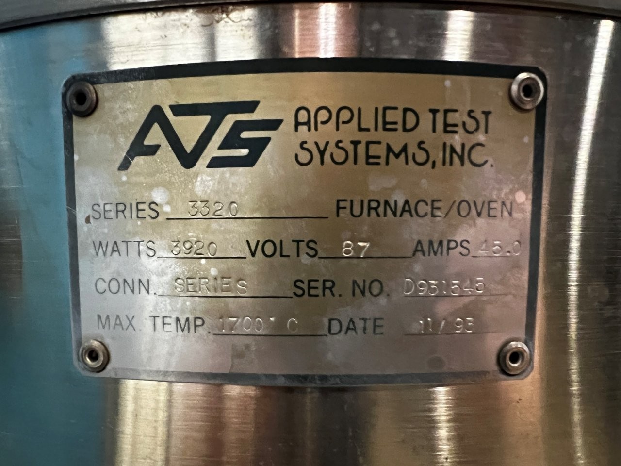 16" width x 4" D x 18" H ATS #3320, high temperature testing furnace, 1700°C, 208 V., 1 phase - Image 3