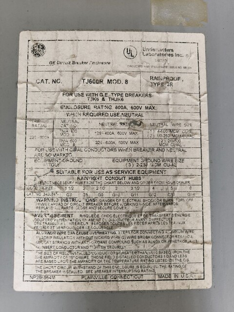 600 Amps, General Electric, TJK636F000, Enclosed Circuit Breaker, 600 Volts, 3pst - Image 4