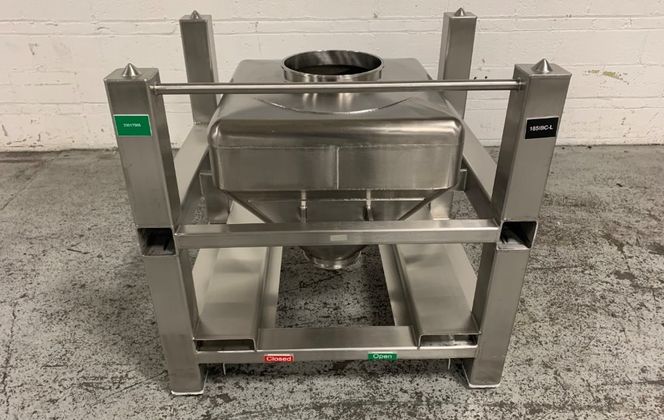 Meto, IBC, Stainless Steel, 185 liter capacity, 27" x 27" straight side w/18" Cone, 11" Top Opening, 7.5" - Image 1