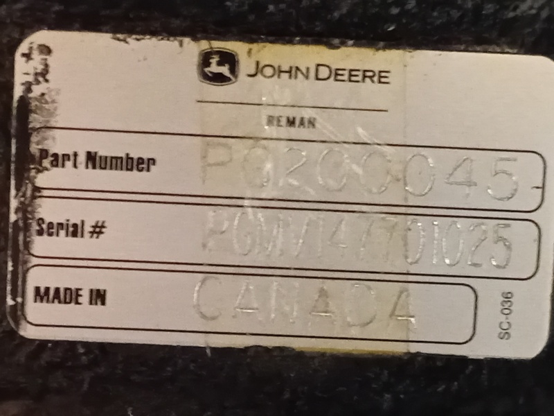John Deere #PG200045, hydraulic propel motor, fits excavator 850D, 800C, 650D, refurbished, rebuilt - Image 2