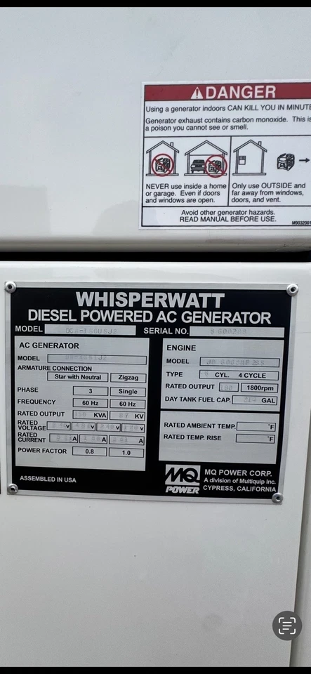 150 KW Multiquip #DCA-150USJ2, enclosed generator, rebuilt - Image 10