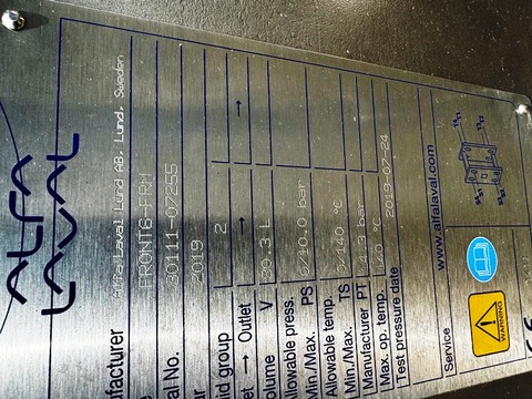 Alfa-Laval #Steritherm-PHE Sugar 7000 kg/hr., 66 GPM, 316 Stainless Steel, unused, 2019 - Image 6
