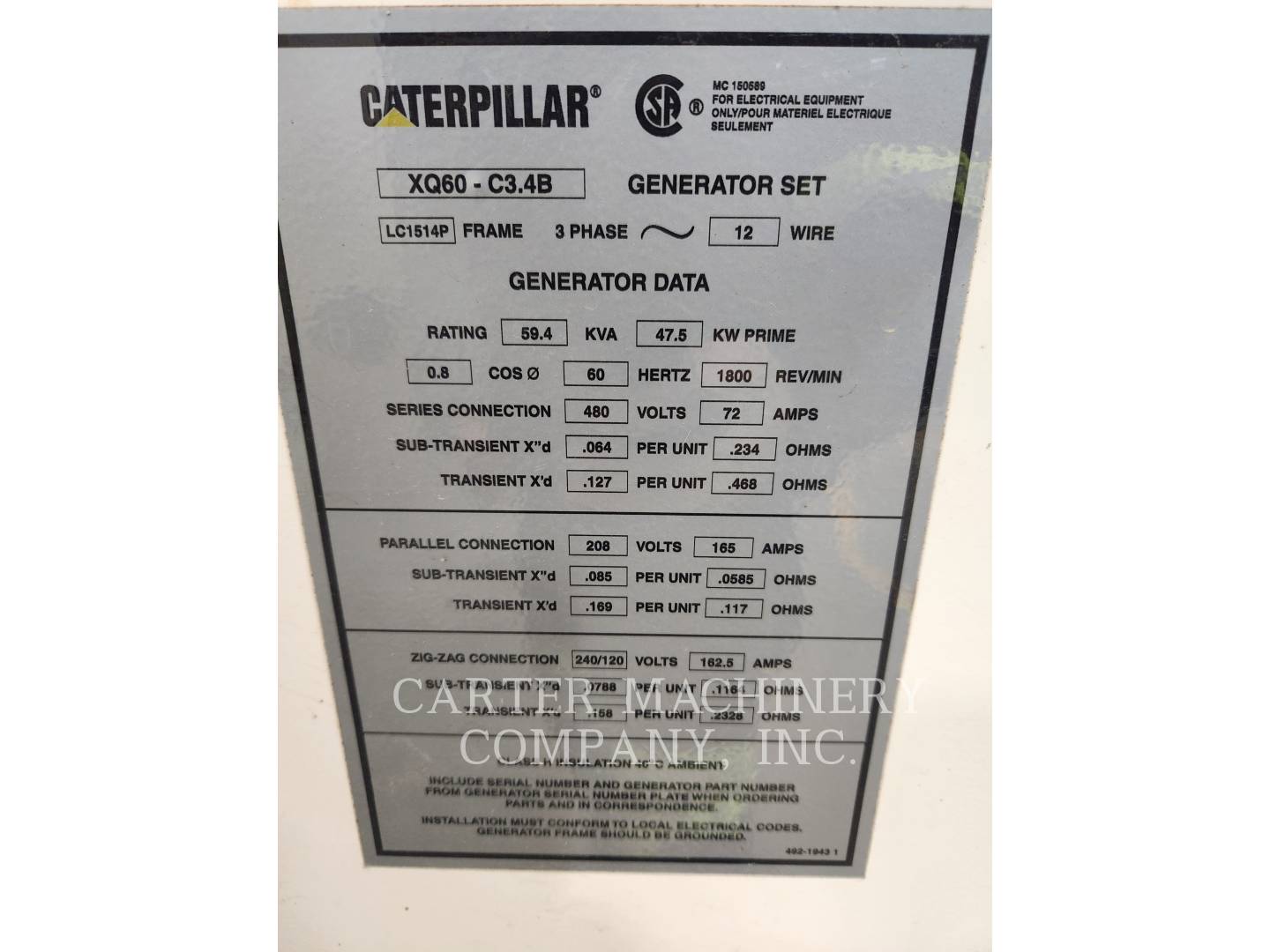 47 KW Caterpillar XQ60, Mobile Generator Set, Diesel, 9234 hours, 2019 - Image 5
