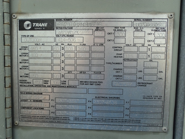 110 Ton, Trane #RTAA, air cooled chiller, R-22 refrigerant, 460 V. - Image 4