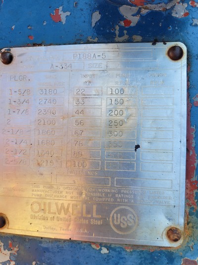 30 GPM, Oilwell #A-334, triplex injection pump, 100 HP - Image 3