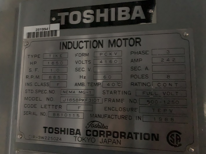 1850 HP White Superior #MW72, reciprocating compressor, 2 throws, 2 stages, 1200 RPM, Toshiba J1858PKF310T - Image 9