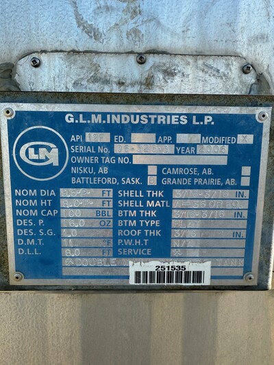 100 bbl Double Wall Coated Storage Tank, 2006 - Image 5
