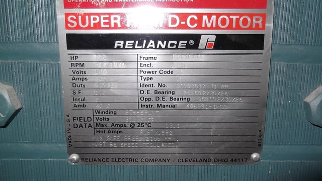 100 HP 300 RPM Reliance, Frame B5010ATZ, DPFVBB, 500 VA, 300 VF, New Surplus - Image 3