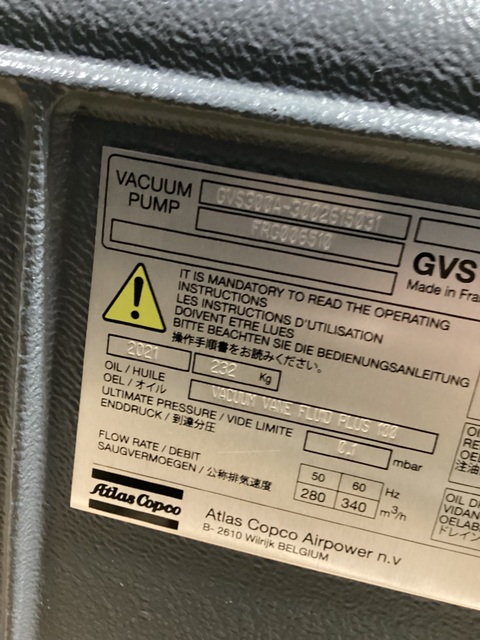 164.8/200 CFM Atlas Copco #GVS300A-3002615031, Vacuum Pump w/Motor, 280/340 m3/hr. Flow Rate, 0.1 mbar, 2021 - Image 10