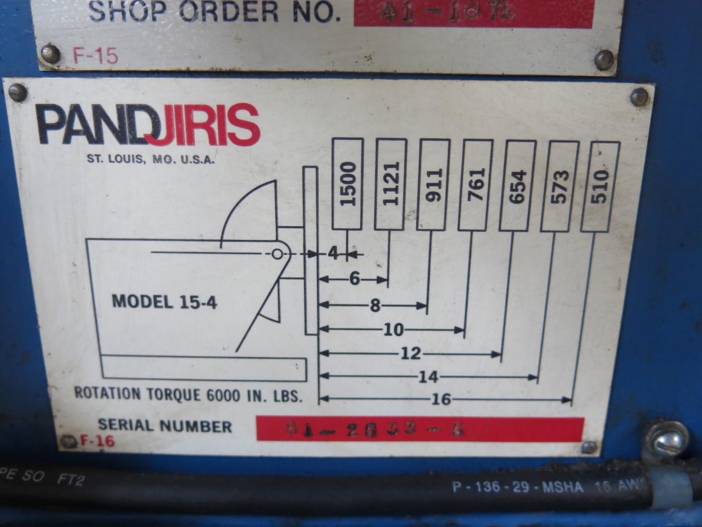 1500 lb. Pandjiris #15-4, welding positioner, 4" capacity, manual tilt, 24" squaring faceplate - Image 6
