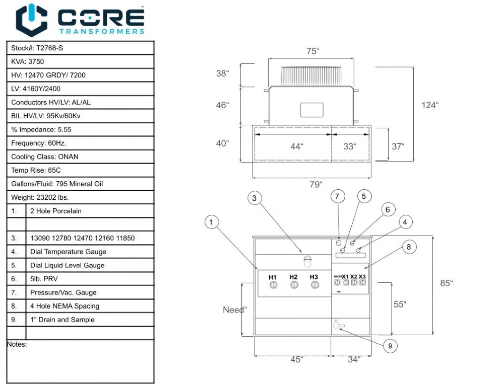 3750 KVA 12470Y/7200 Primary, 4160Y/2400 Secondary, ProCore, padmount transformer - Image 3