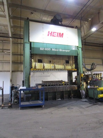 600 Ton, Heim Maxi, stamper press, 14" stroke, 50" Shut Height, 20-40 SPM, 114" x60" bed, 49" window, Link - Image 1