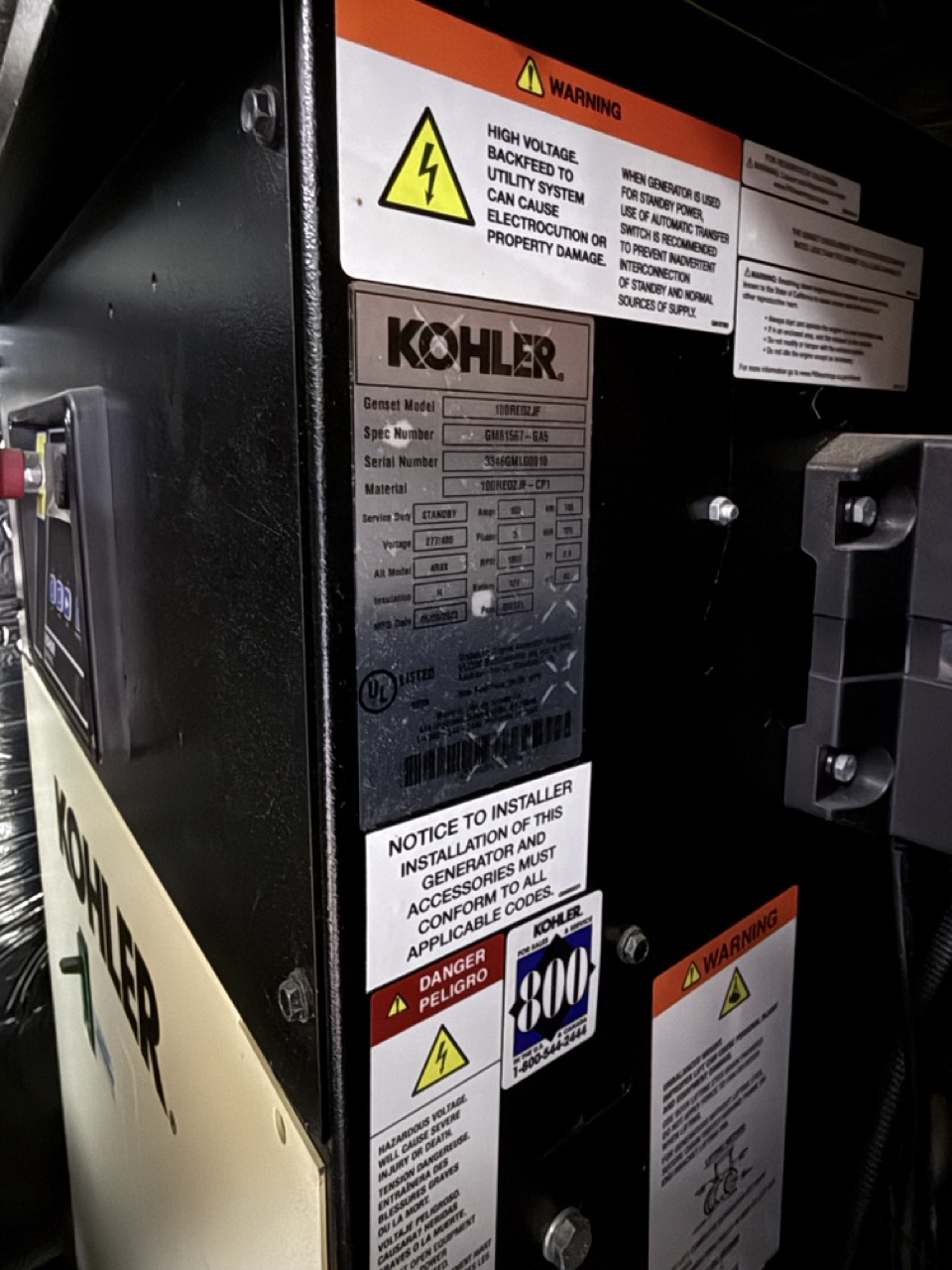 100 kW Kohler #100REOZJF, Diesel Generator, 277/480 Volts, 3 phase, 2022 - Image 10