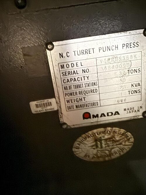 30 Ton, Amada #Vipros-358-King, CNC turret punch press, 58 station, Fanuc 18-P, Amada material shuttle - Image 3