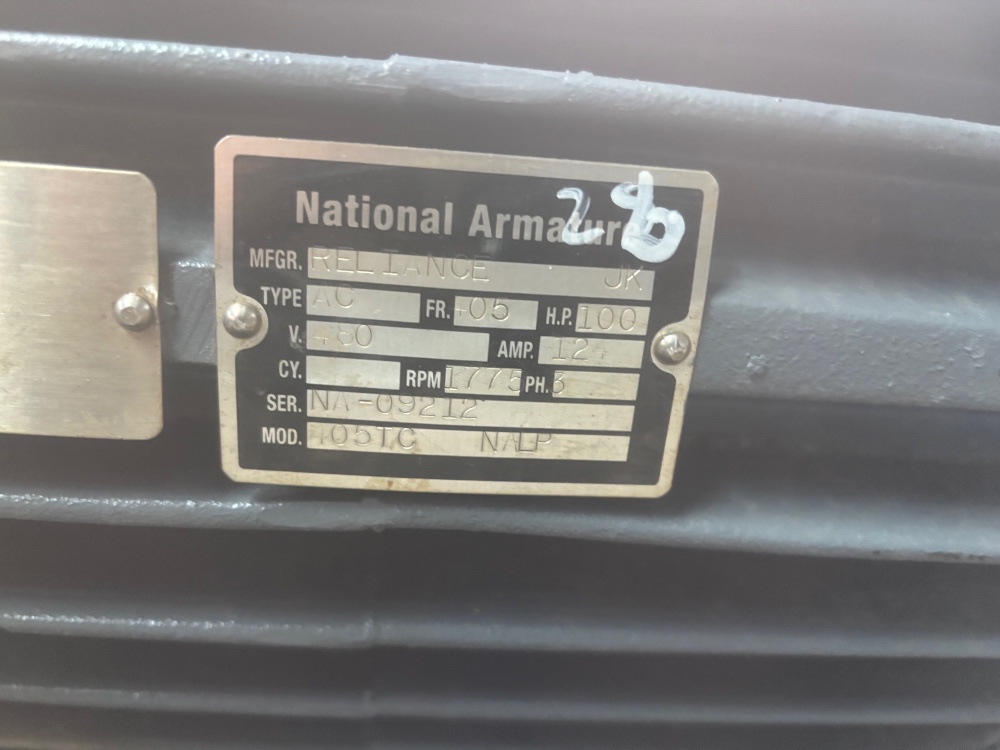 100 HP 1775 RPM Reliance, Frame 405TC, TEFC, 480 Volts - Image 2