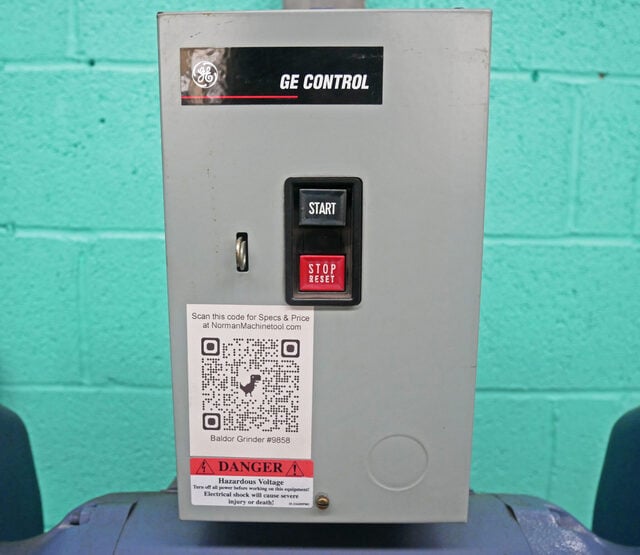 12" Baldor #1215W, Industrial Grinder, 2" Wheel Face, 1.25" Shaft diameter, 2 HP, 1500-1800 RPM, 208-230/460 - Image 7