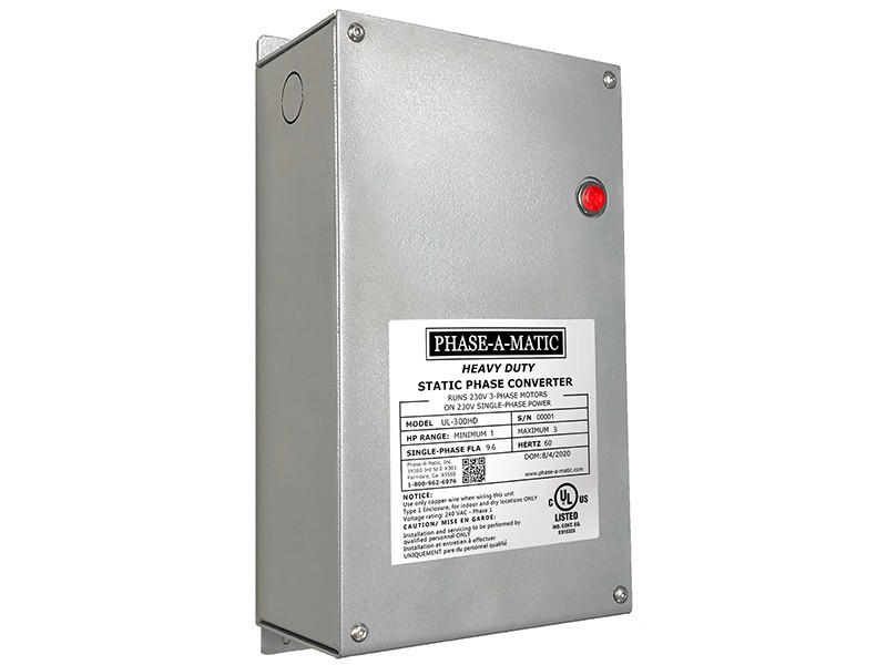 1 -3 HP Phase-A-Matic #UL-300HD, Heavy Duty Static Phase Converter, 11.25" x 6" x 3.3" dimension, new - Image 1