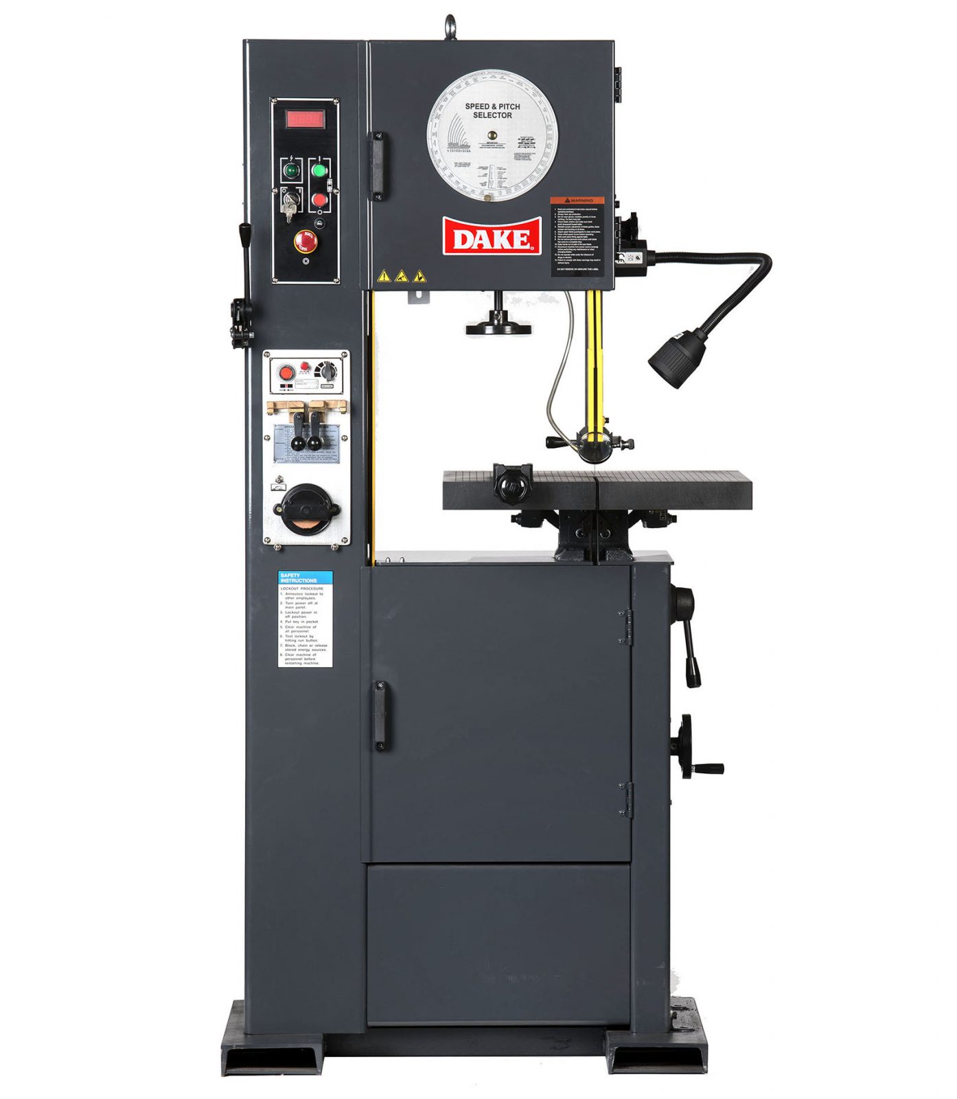 15.5" Dake #V-16, Industrial Vertical Band Saw, 1/8" -5/8" width x 123.5" L Blade, 82-3950 FPM, 16" Band - Image 1