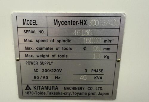Kitamura #MyCenter-HX300iG/400, CNC horizontal machining center, 50 automatic tool changer, 15000 RPM - Image 7