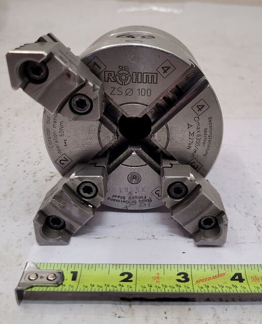 4" ROHM, 4 Jaw Lathe Chuck - Image 1