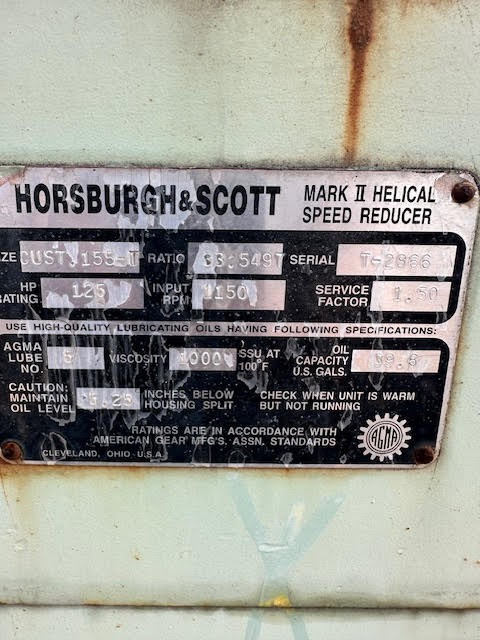 125 HP @ 1150 Input RPM, Horsburgh & Scott #Custom-155T, 33.00 :5497 Ratio, SN#T-2866, 1.5 service factor - Image 5