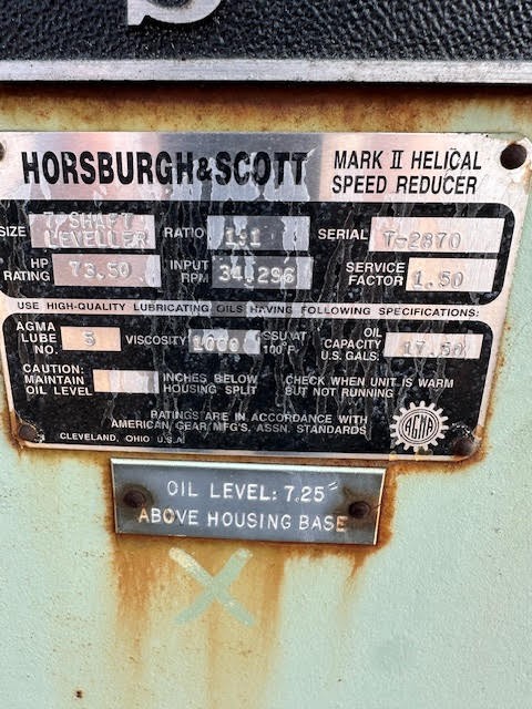 73.50 HP @ 34 Input RPM, Horsburgh & Scott, 1.00 :1 Ratio, Q SN#T-2870, 1.5 service factor - Image 2