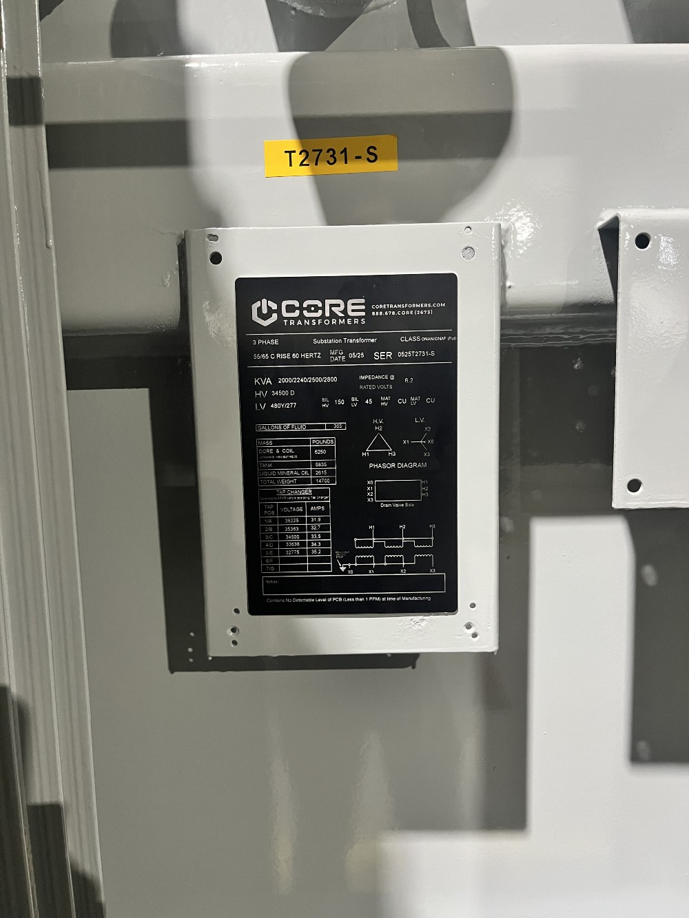 2000 KVA 34500 Delta Primary, 480Y/277 Secondary, SUB, proCORE(immediate shipment available) - Image 1