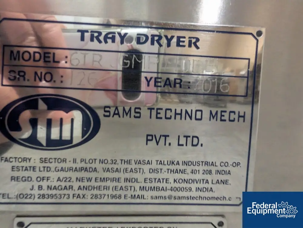 Sams Techno Mech #6TR-GMP, Tray Dryer, Stainless Steel, 6 tray capacity, 2016 - Image 2
