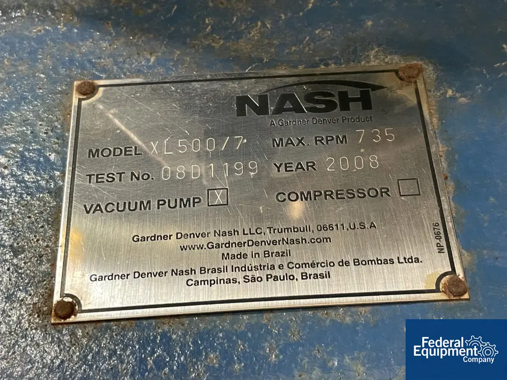 Nash #XL500/7, Liquid Ring Vacuum Pump, carbon steel, 125 HP, 460 V., 1785" RPM motor, 735 RPM pump, 10" in/ - Image 2