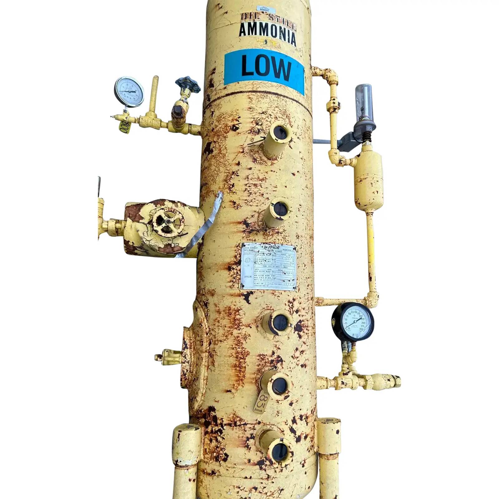 24" diameter x 60" L Frick, Vertical Ammonia Accumulator, 150 Gallons, 250 PSI @ 200 F, 1974 - Image 1