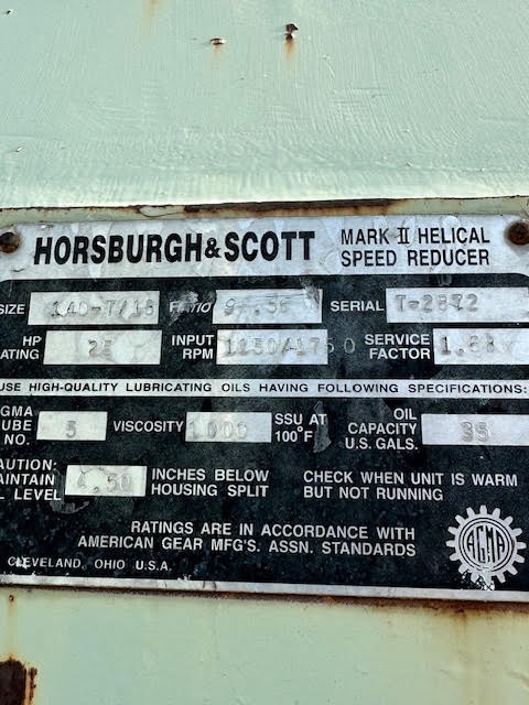 25 HP @ 1150/1750 Input RPM, Horsburgh & Scott, 98.56 Ratio, SN#T-2872, 1.68 service factor - Image 2