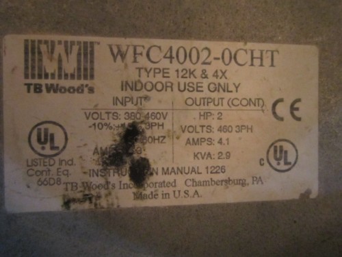TB Woods #WFC-4002-OCHT, AC inverter, 2 HP, 460 Volts, type 12K & 4X - Image 2