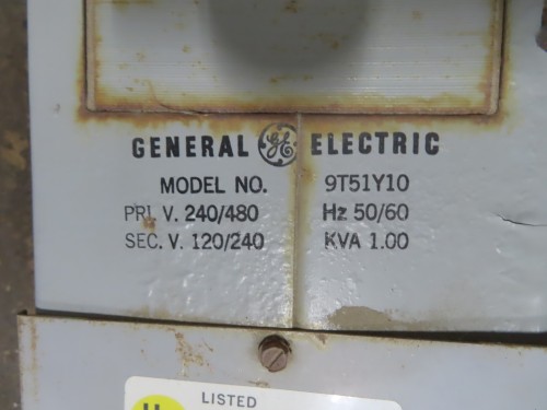 1 KVA 240/480 Primary, 120/240 Secondary, General Electric 9T51Y10 - Image 2