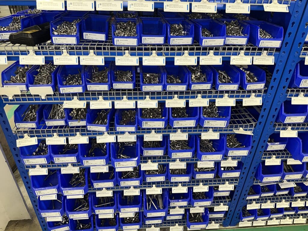 Large Inventory of, Fastenal Stainless Steel hardware & organized bin / shelving system, machine screws - Image 5