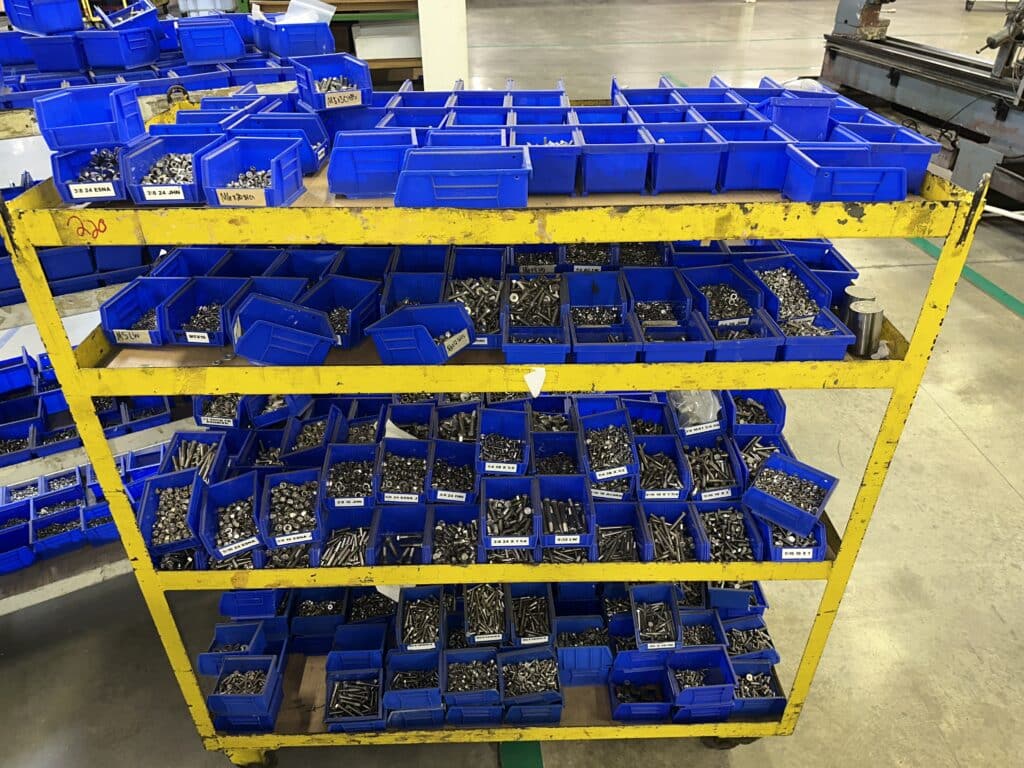 Large Inventory of, Fastenal Stainless Steel hardware & organized bin / shelving system, machine screws - Image 8