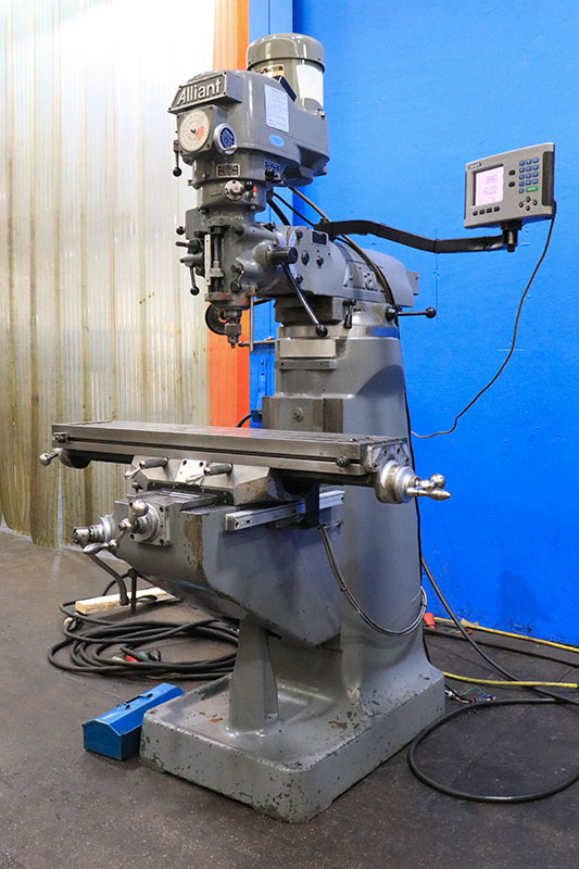 Alliant #42VC, vertical mill, 9" x42" tbl., 2 HP, 30" X, 12" Y, 5" Z, 60-4500 RPM, Acu-Rite 2-Axis digital - Image 3