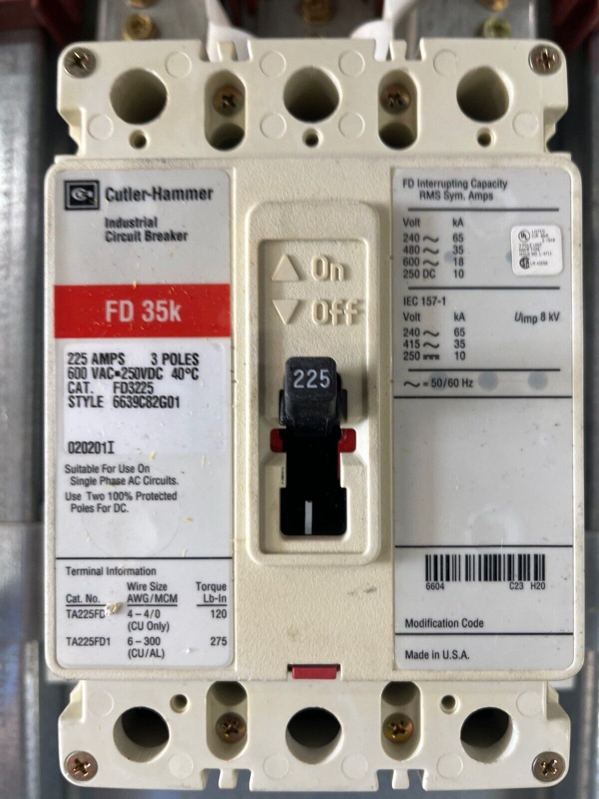 400 Amp. Cutler Hammer, PRL2A, Panelboard, 277/480 Volts 3PH 4W 42Cir Indoor Encl FD3225 MLO P578 - Image 4