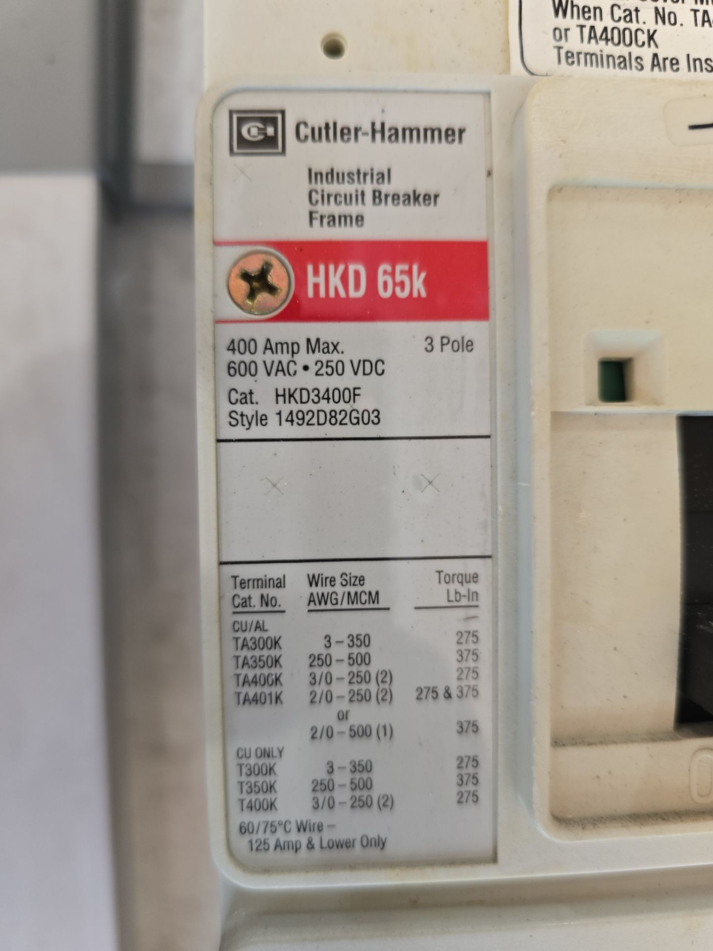 400 Amp. Eaton, PRL3A, Panelboard, 480 Volts 3PH 3W 3R Encl 36 Cir MCB Main HKD3400 LWPQ2072 P702 - Image 6