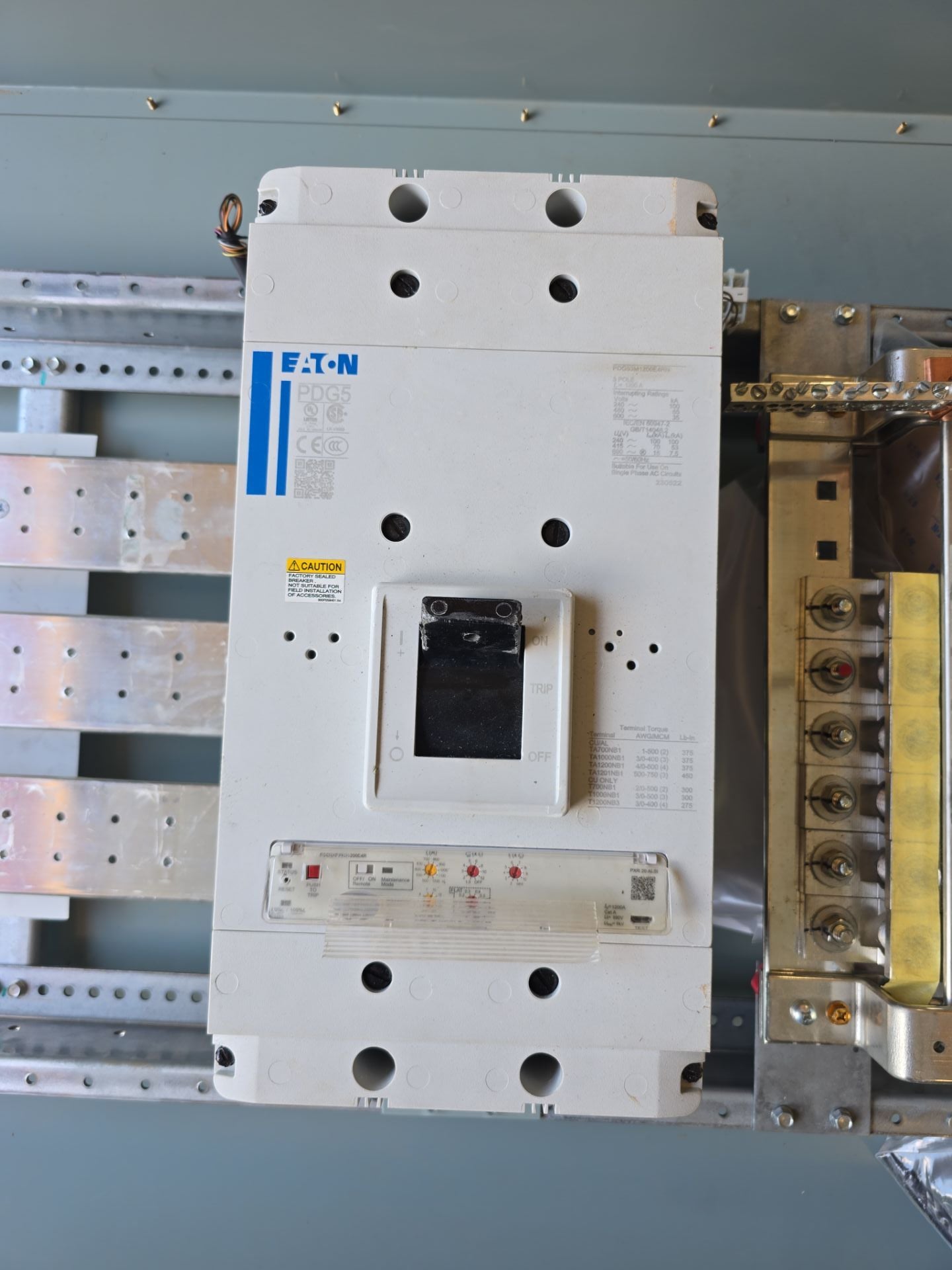 1200 Amp. Eaton, PRL4X, Panelboard, 208/120 Volts 3PH 4W MCB Main PDG53M1200E4RN P703, New - Image 5