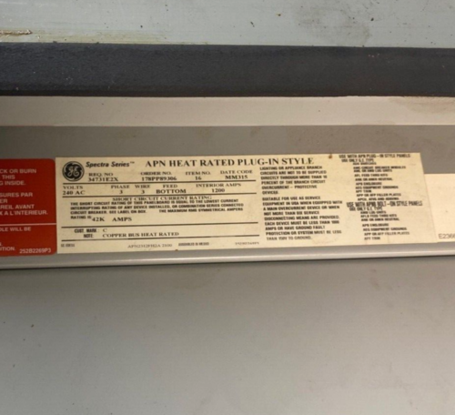 1200 Amp. General Electric, APN2312FH2A APN Plug In, Panelboard, 240 Volts 3PH 3W Indoor Encl 1200 Amp P494 - Image 5