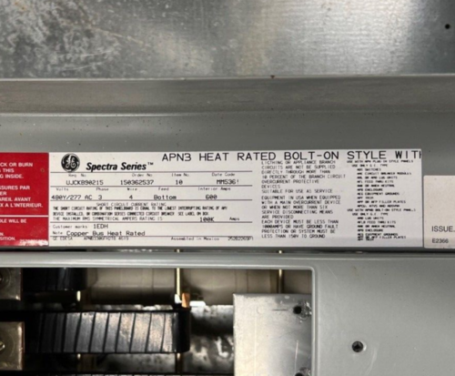600 Amp. General Electric, APN3 Bolt On, Panelboard, 480/277 Volts 3PH 4W 30 Cir Indoor Encl TPHE277Y20PP P651 - Image 8