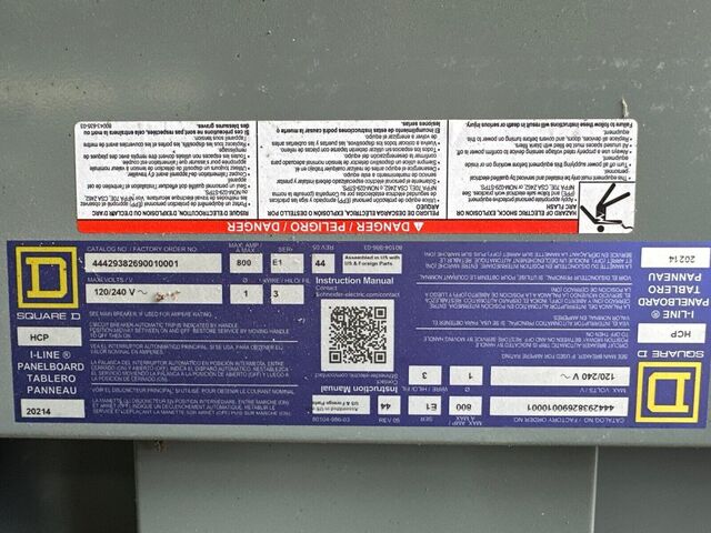 800 Amp. Square HCP I-Line, Panelboard, 120/240 Volts 1PH 3W 3R Encl Outdoor MCB 42 Cir P553, New - Image 4