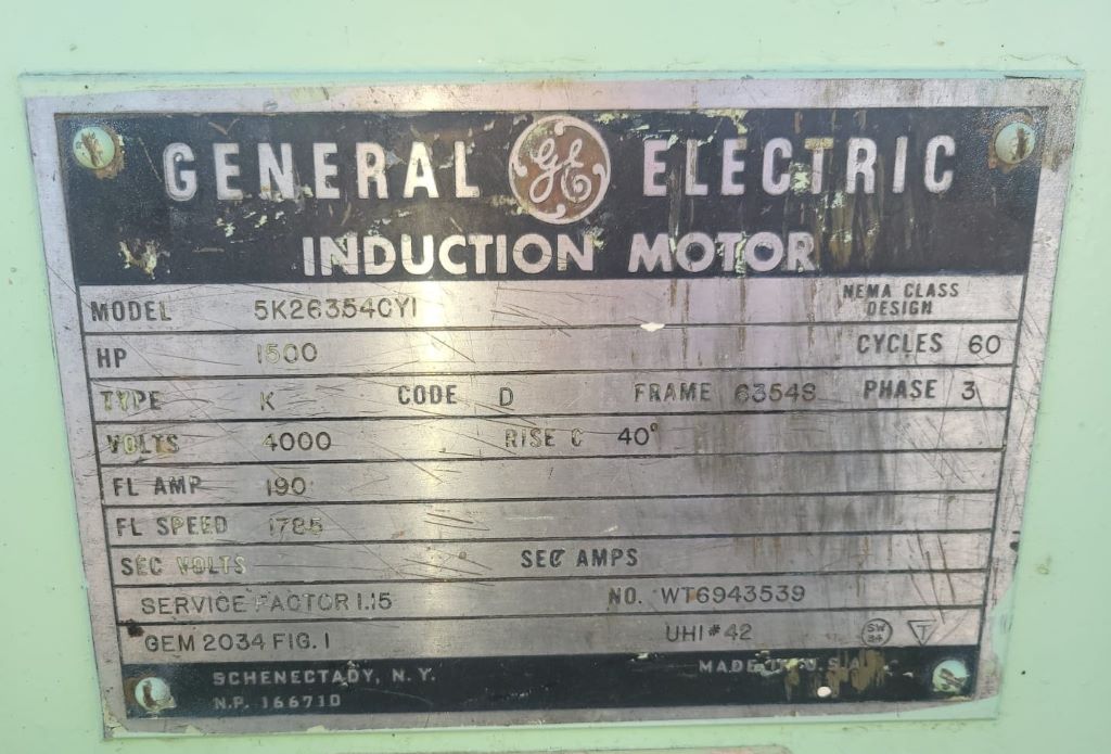 1500 HP 1785 RPM General Electric, Frame 6354S, type K, 1.15 service factor, 4000 Volts - Image 10