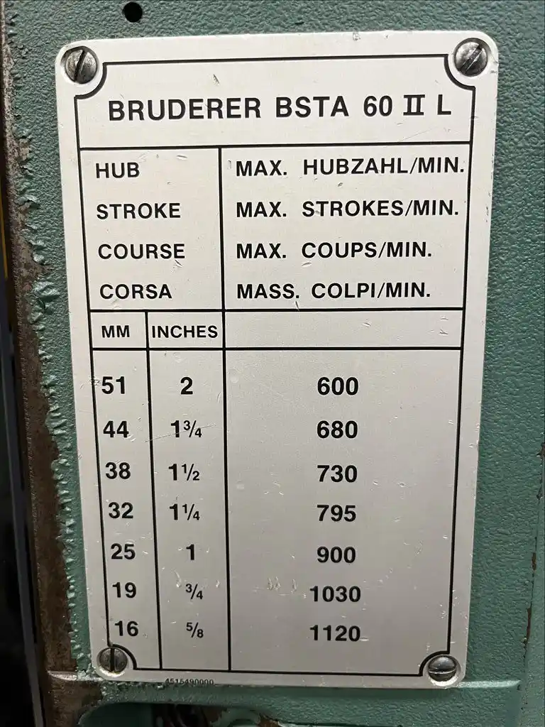 60 Ton, Bruderer #BSTA60II-EL, high speed precision press, .625"-2" (7 position) stroke, 1994 - Image 8