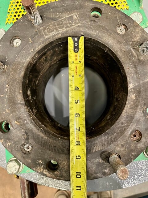 8" Clarkson, manual knife gate valve, Carbon steel constructin w/gum rubber lining, 150 psi, unused - Image 7