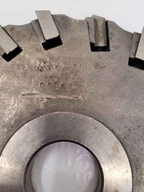Sawmill Cutter, Ingersoll Cutting Tools #2508S, 8" diameter, 1.5" arbor hole - Image 2