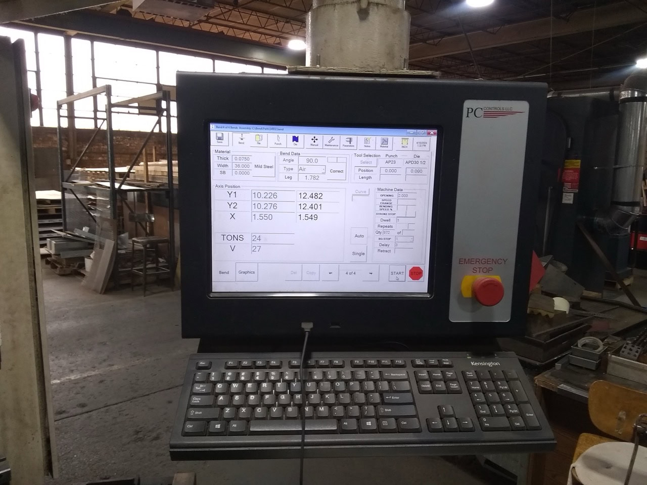 90 Ton, Wysong #RT4-90-10, CNC Hydraulic Press Brake, 8" stroke, 10' overall bed, 10" throat, 7.4 HP, 220/440 - Image 3