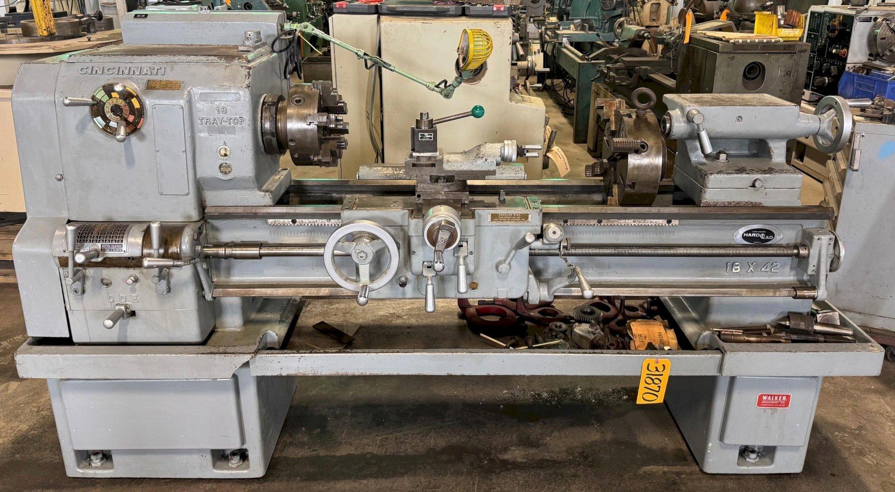 18" x 42" Cincinnati Tray-Top Lathe, 980 RPM, Chucks, Low Price - Image 1