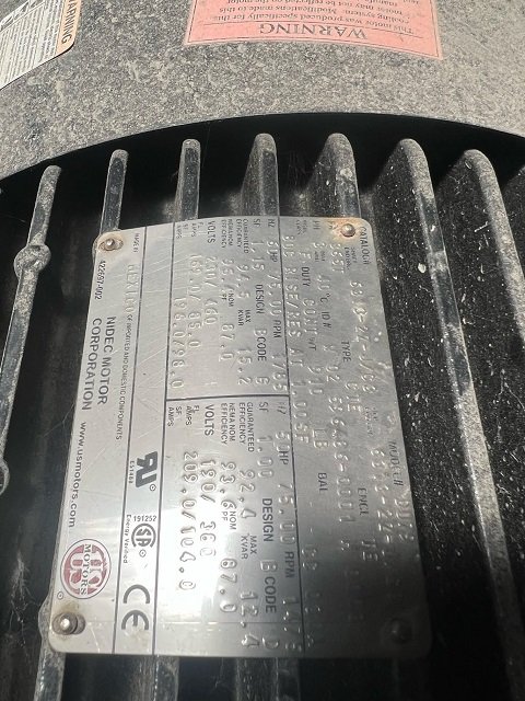 75/50 HP HP RPM 1785/1475 RPM NIDEC #DD79, Frame 365T, TE, 0 hr, 2015 - Image 3