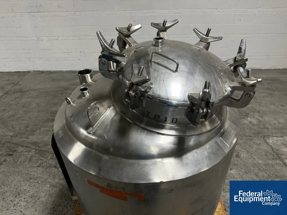 99 gallon DCI Receiver Tank, 316 Stainless Steel, 375 Liter, 32" diameter x 24" straight side, dish top & - Image 7